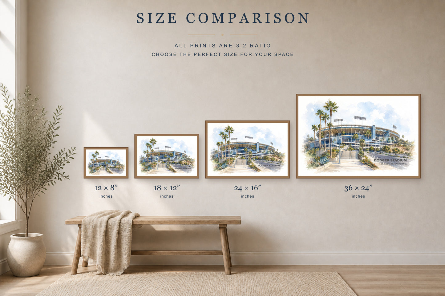 Dodger Stadium Wall Art - Los Angeles, California Watercolor Digital Download