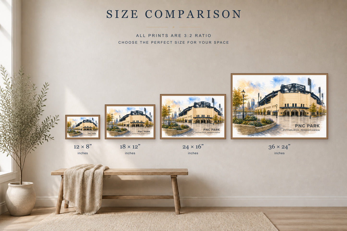 PNC Park Wall Art - Pittsburgh Baseball Watercolor Digital Download