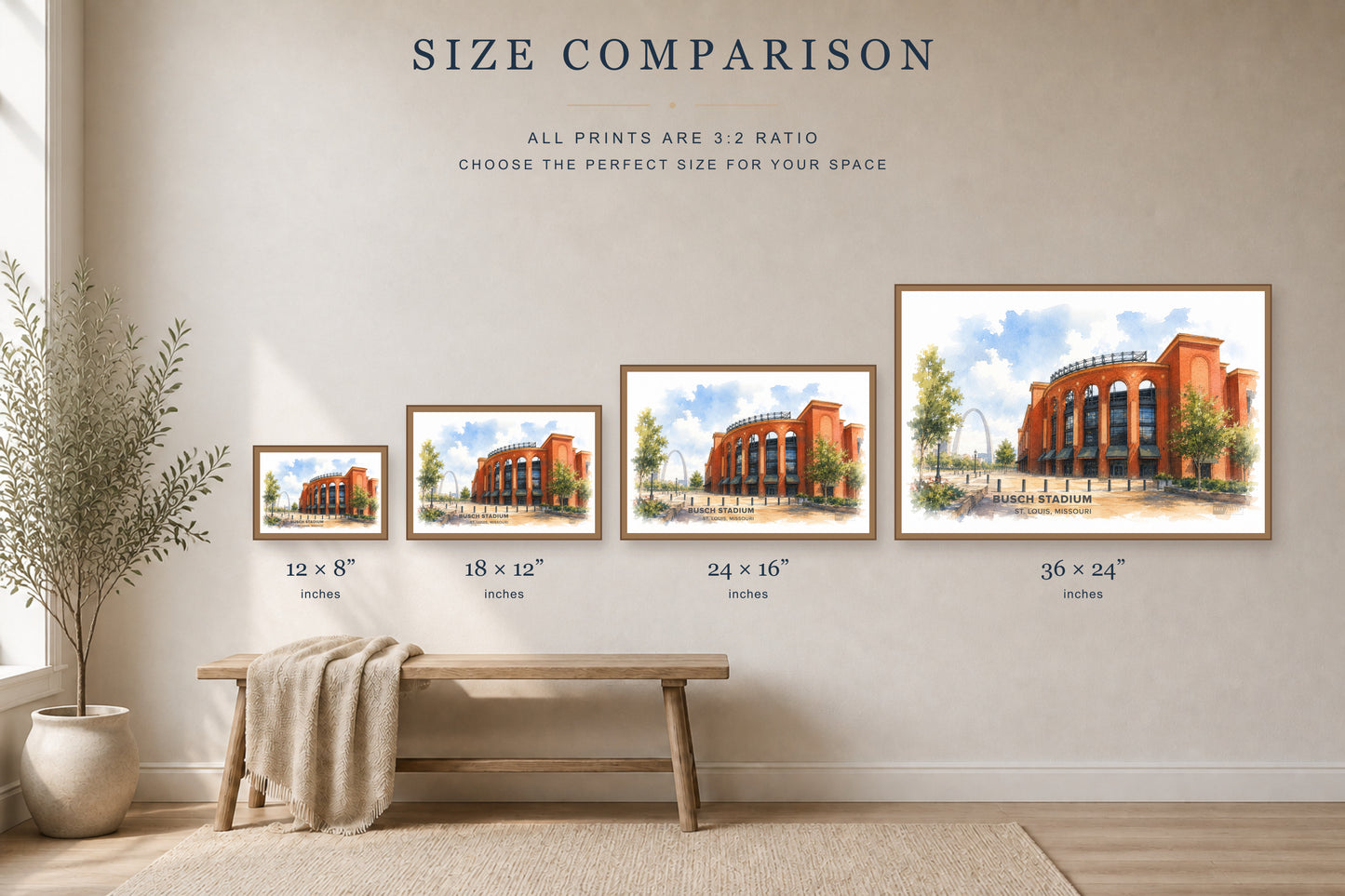 Busch Stadium Wall Art - St. Louis Baseball Watercolor Digital Download