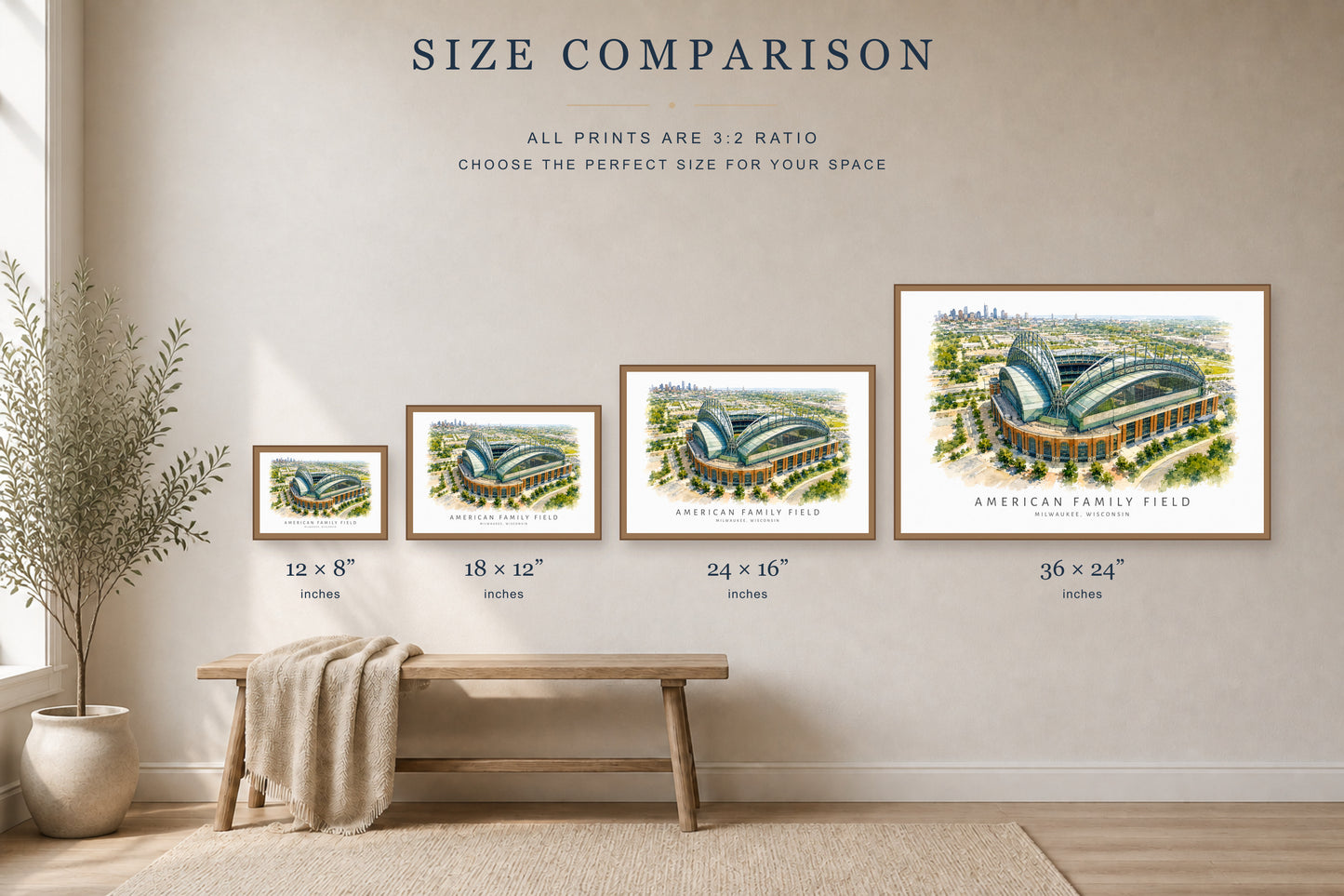 American Family Field Wall Art - Milwaukee Baseball Watercolor Digital Download