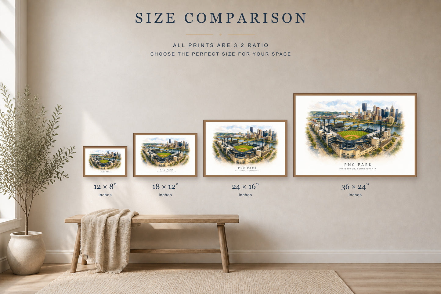 PNC Park Wall Art - Pittsburgh Baseball Watercolor Digital Download