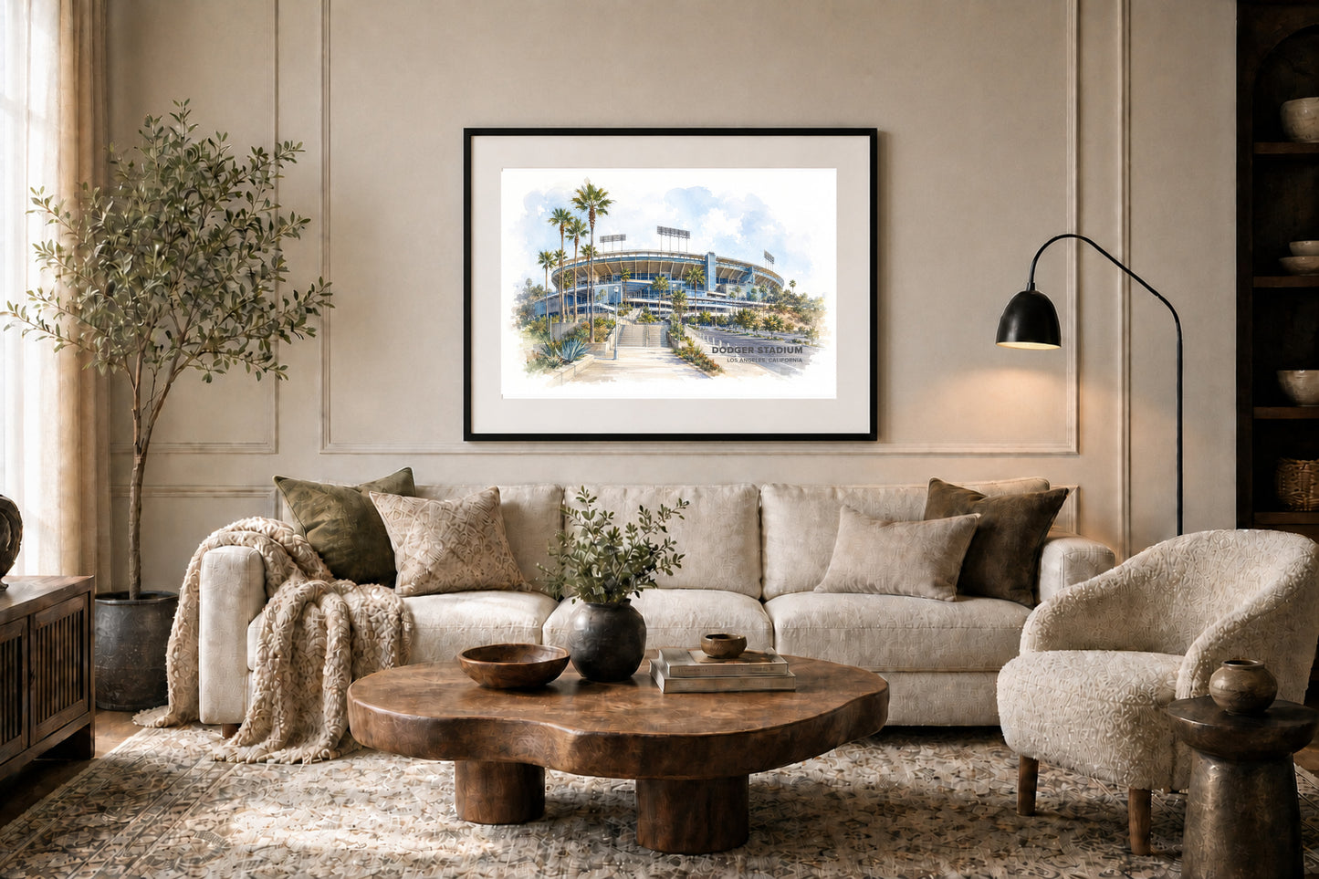Dodger Stadium Wall Art - Los Angeles, California Watercolor Digital Download