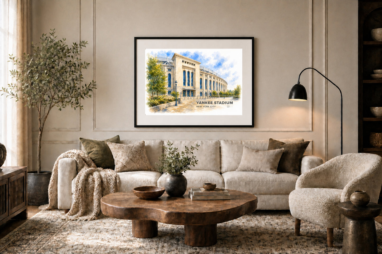 Yankee Stadium Wall Art - New York City Baseball Watercolor Digital Download