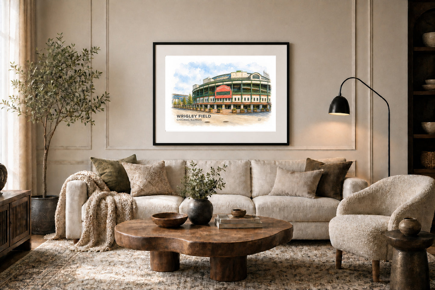 Wrigley Field Wall Art - Chicago Baseball Watercolor Digital Download