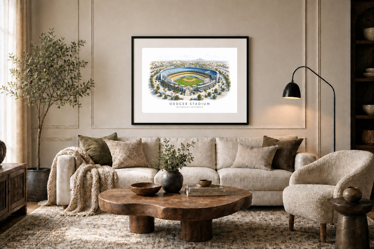 Dodger Stadium Wall Art - Los Angeles Watercolor Digital Download