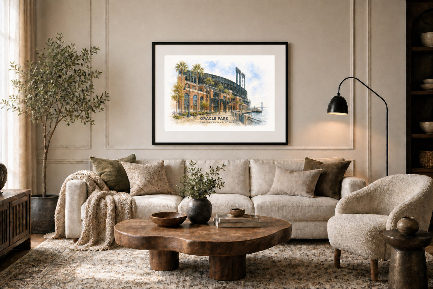 Oracle Park Wall Art - San Francisco Baseball Watercolor Digital Download