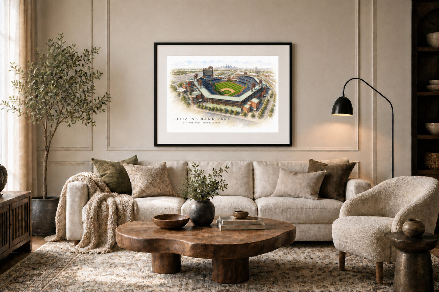 Citizens Bank Park Wall Art - Philadelphia Baseball Watercolor Digital Download