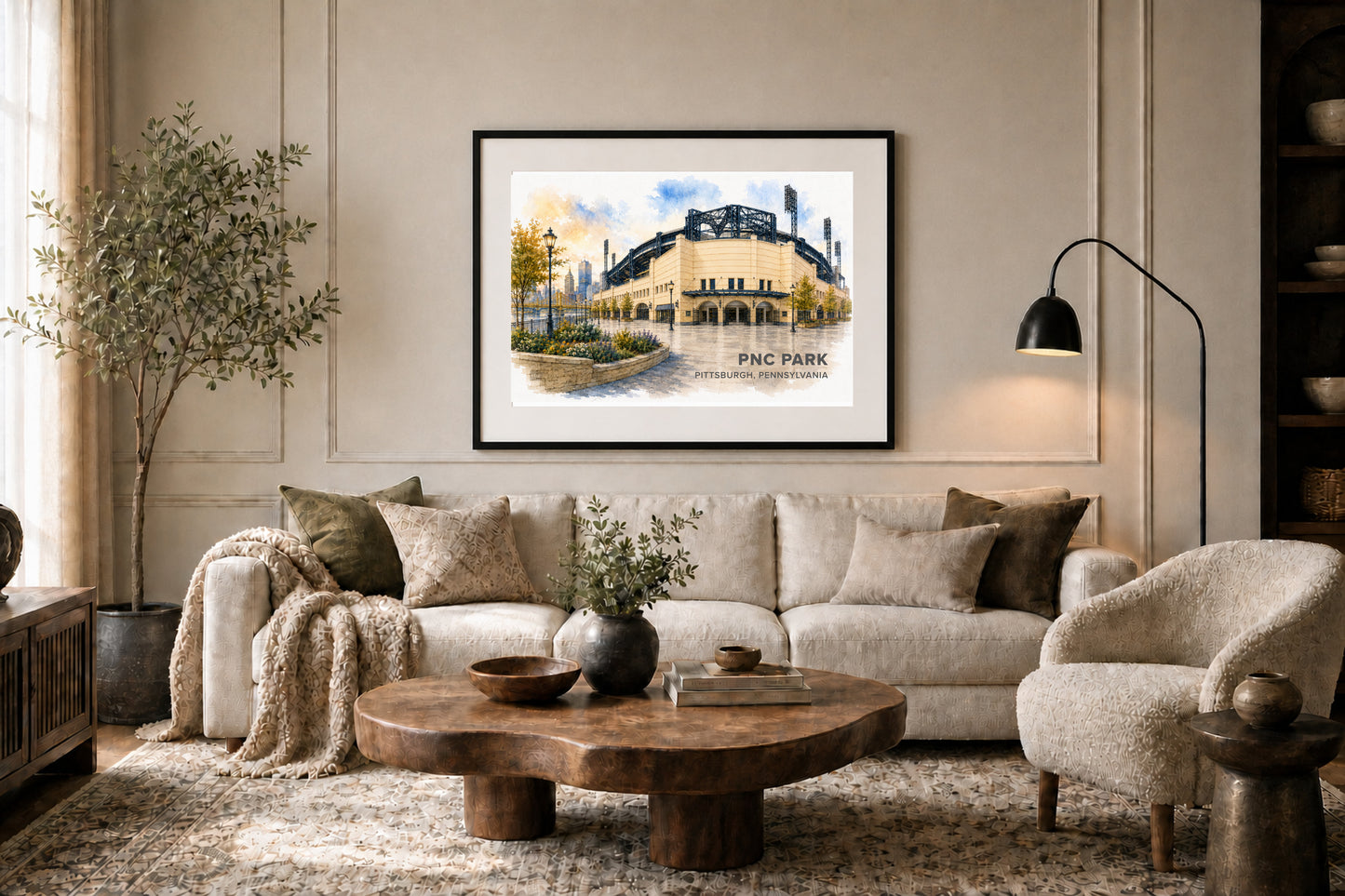 PNC Park Wall Art - Pittsburgh Baseball Watercolor Digital Download