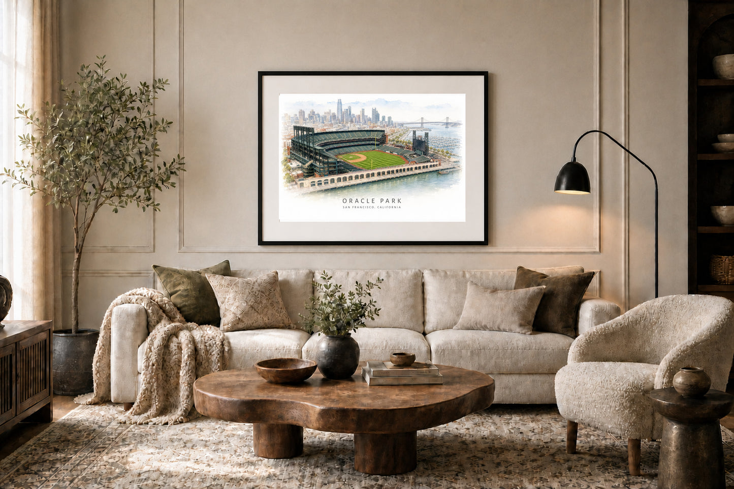 Oracle Park Wall Art - San Francisco Baseball Watercolor Digital Download