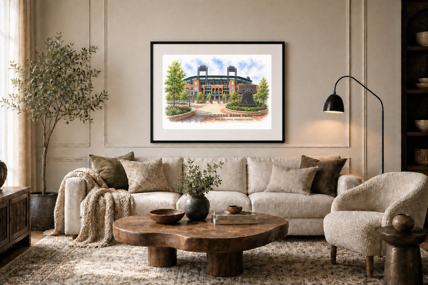 Citizens Bank Park Wall Art - Philadelphia Baseball Watercolor Digital Download