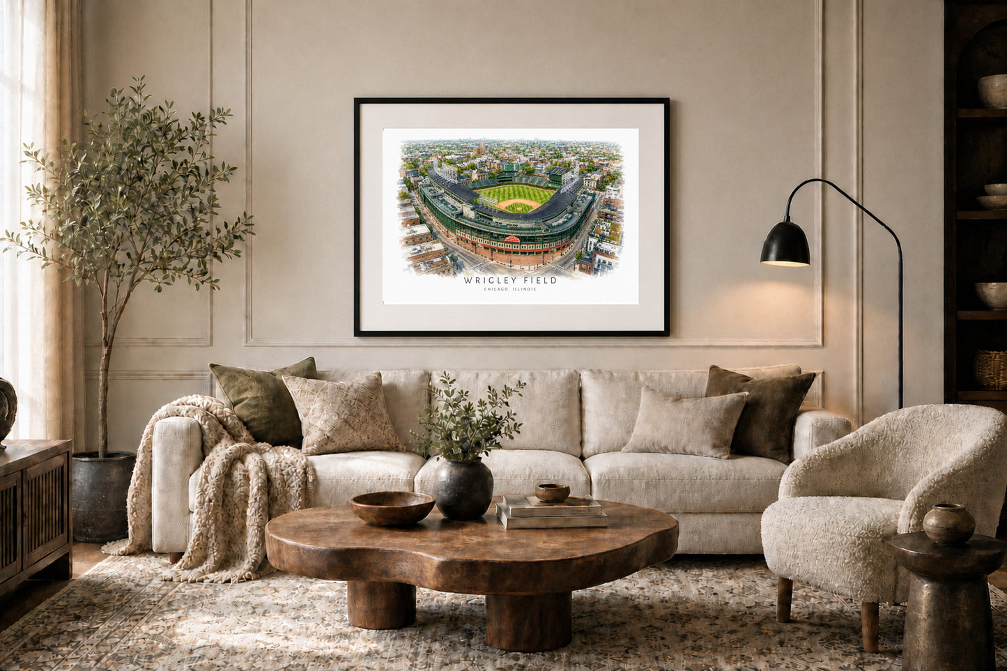 Wrigley Field Wall Art - Chicago Baseball Watercolor Digital Download