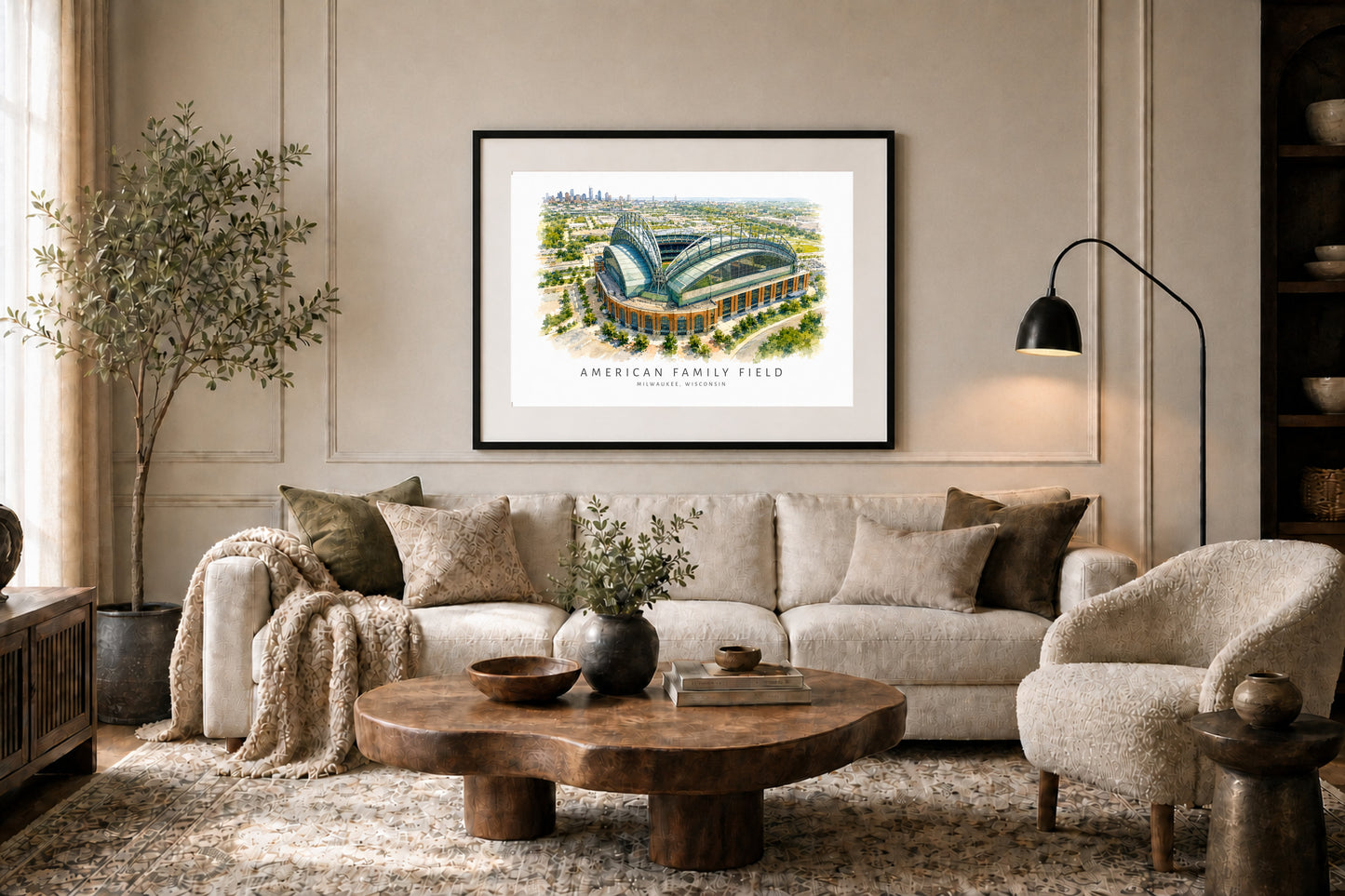 American Family Field Wall Art - Milwaukee Baseball Watercolor Digital Download