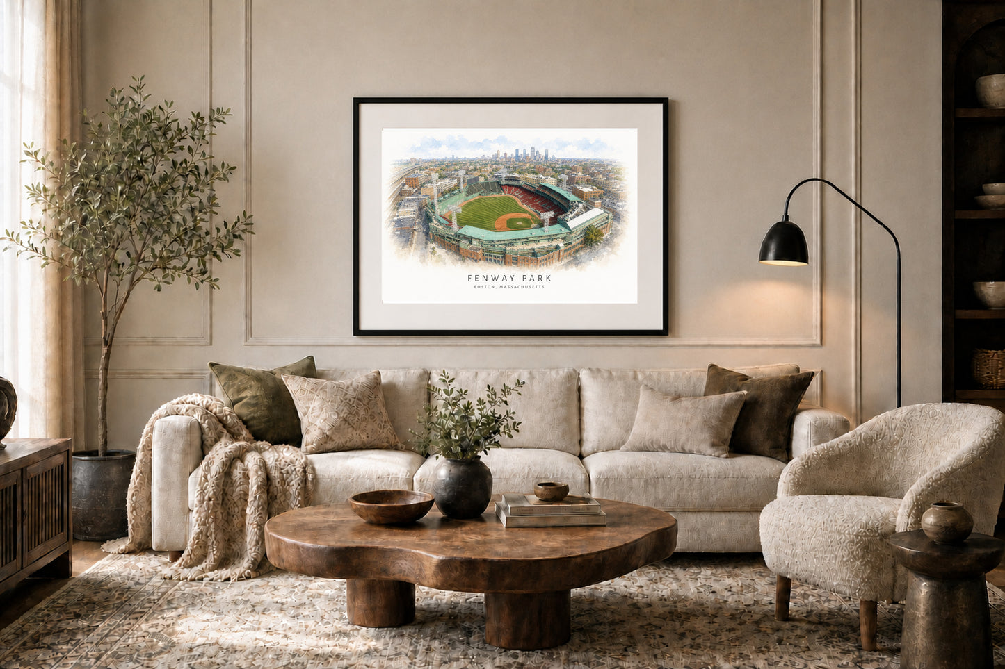 Fenway Park Wall Art - Boston Baseball Watercolor Digital Download