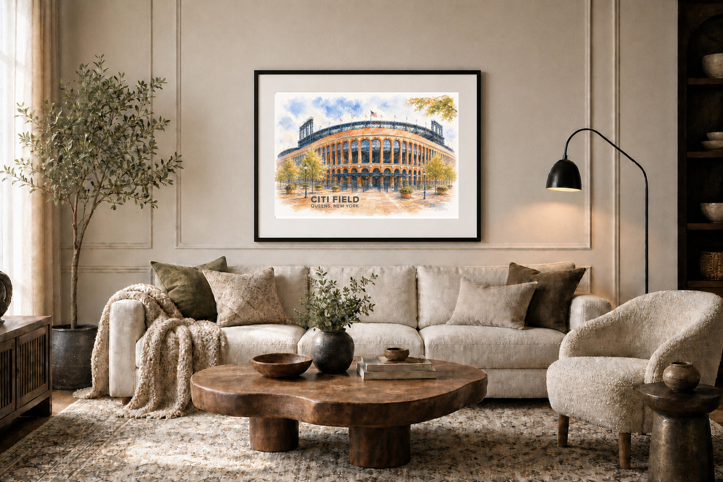 Citi Field Wall Art - New York City Baseball Watercolor Digital Download