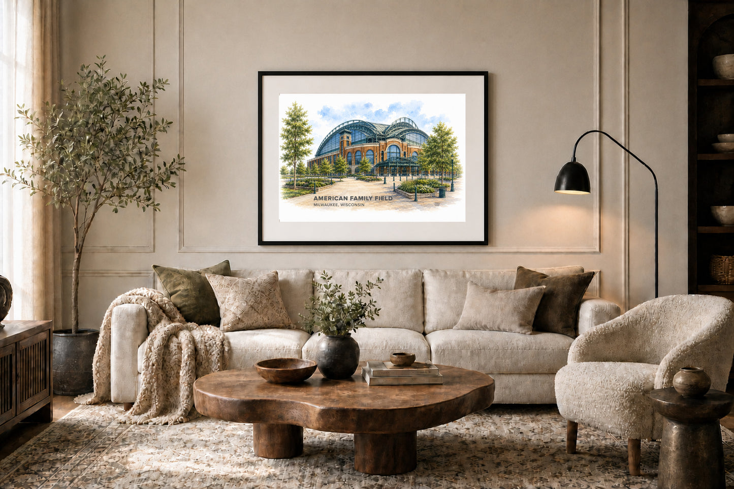 American Family Field Wall Art - Milwaukee Baseball Watercolor Digital Download