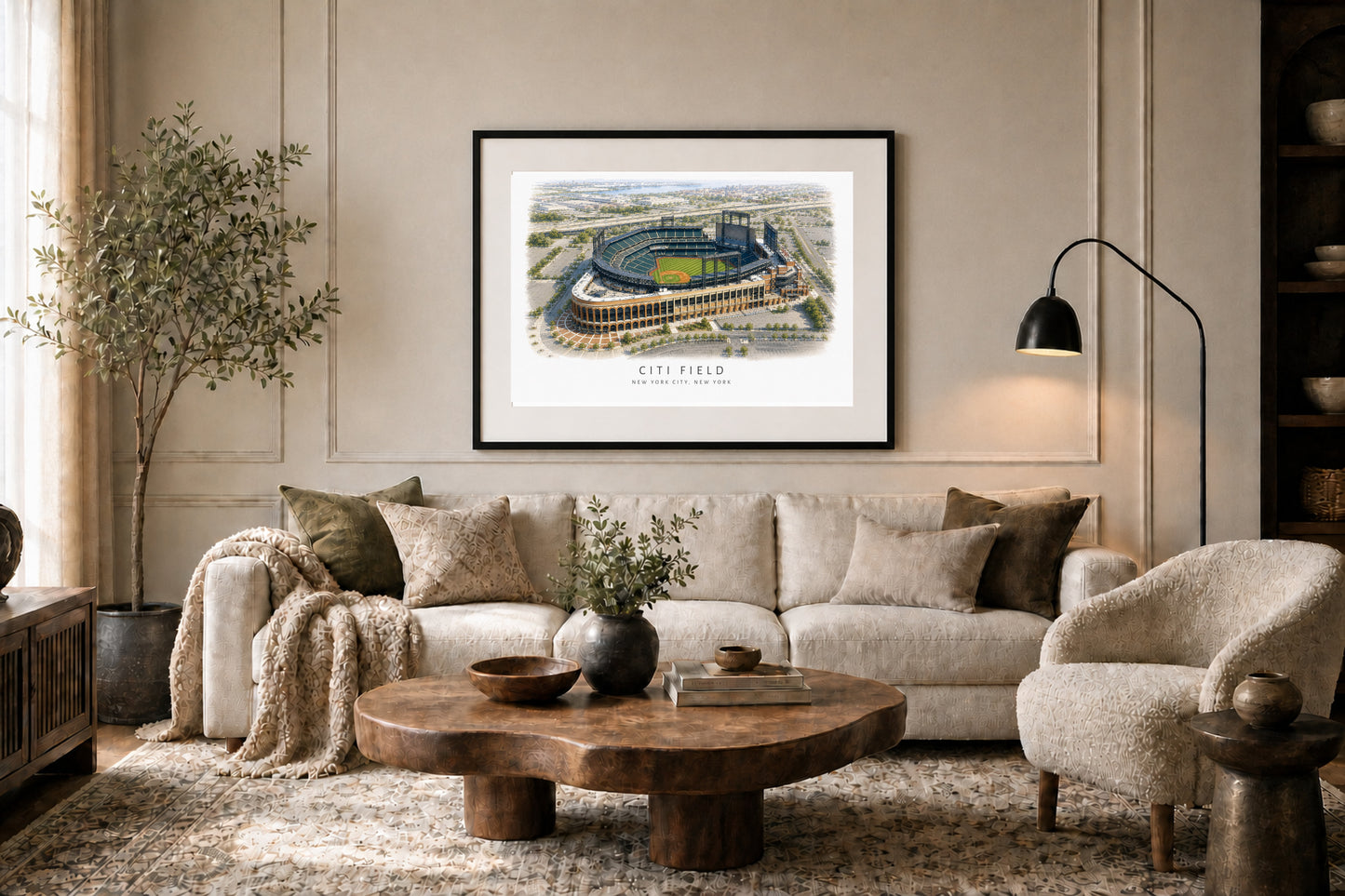 Citi Field Wall Art - New York City Baseball Watercolor Digital Download