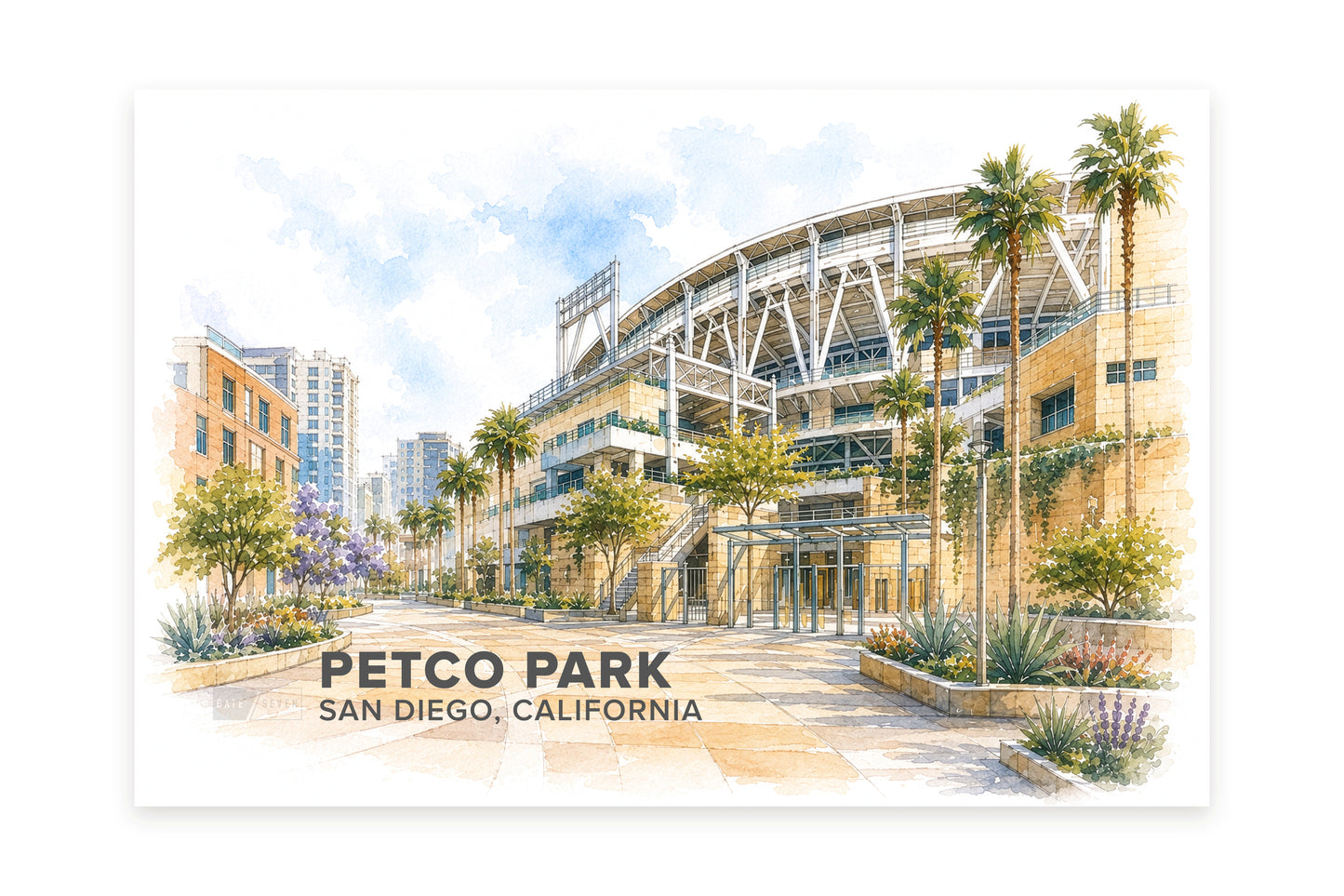 Petco Park Wall Art - San Diego Baseball Watercolor Digital Download
