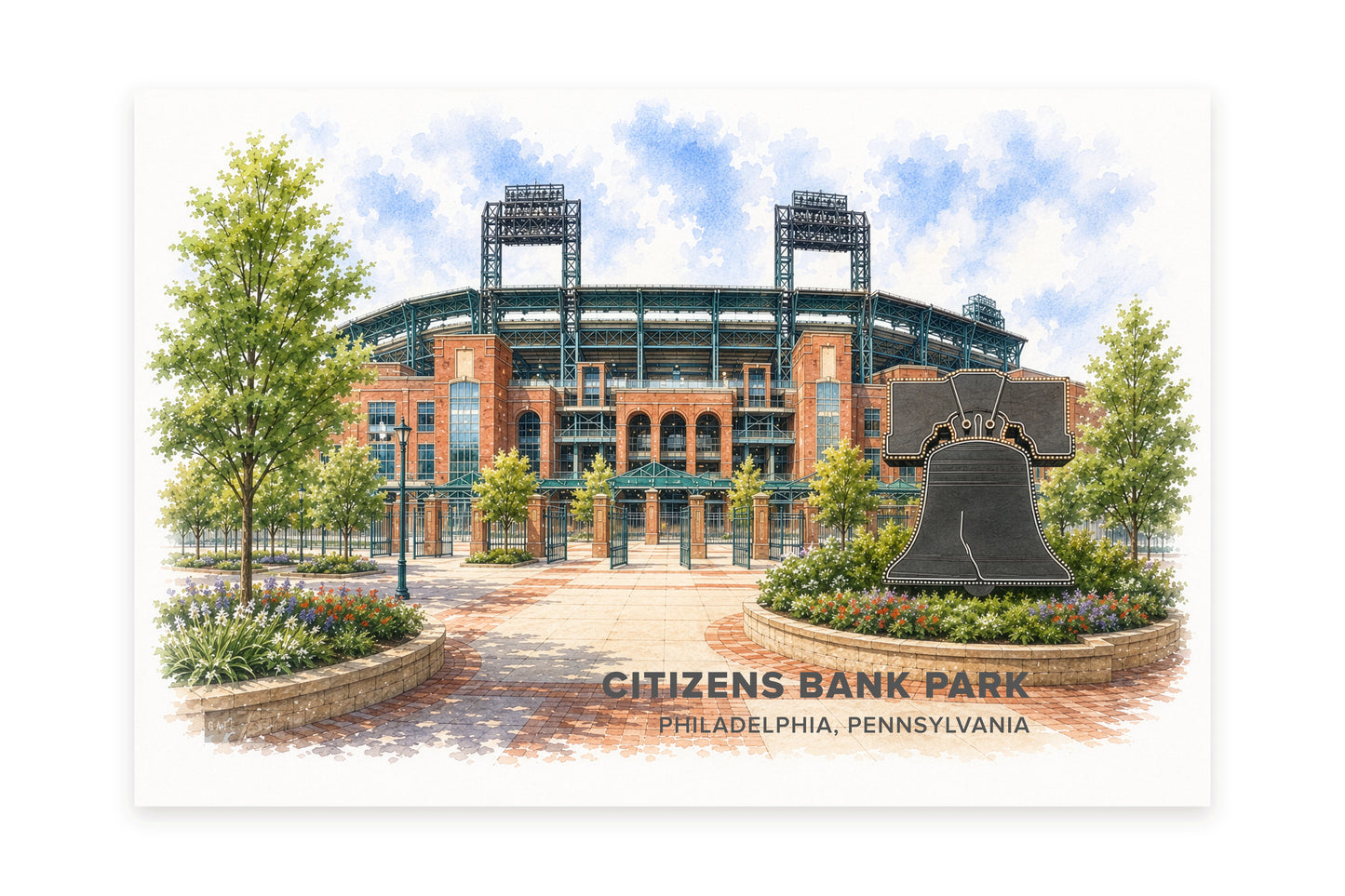 Citizens Bank Park Wall Art - Philadelphia Baseball Watercolor Digital Download
