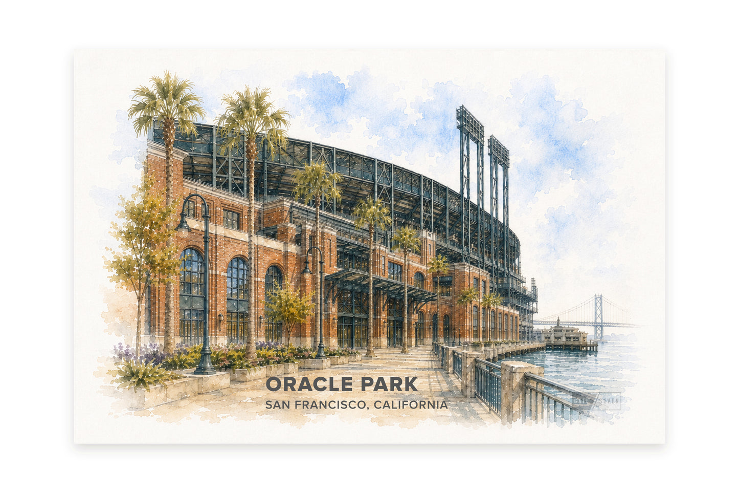 Oracle Park Wall Art - San Francisco Baseball Watercolor Digital Download
