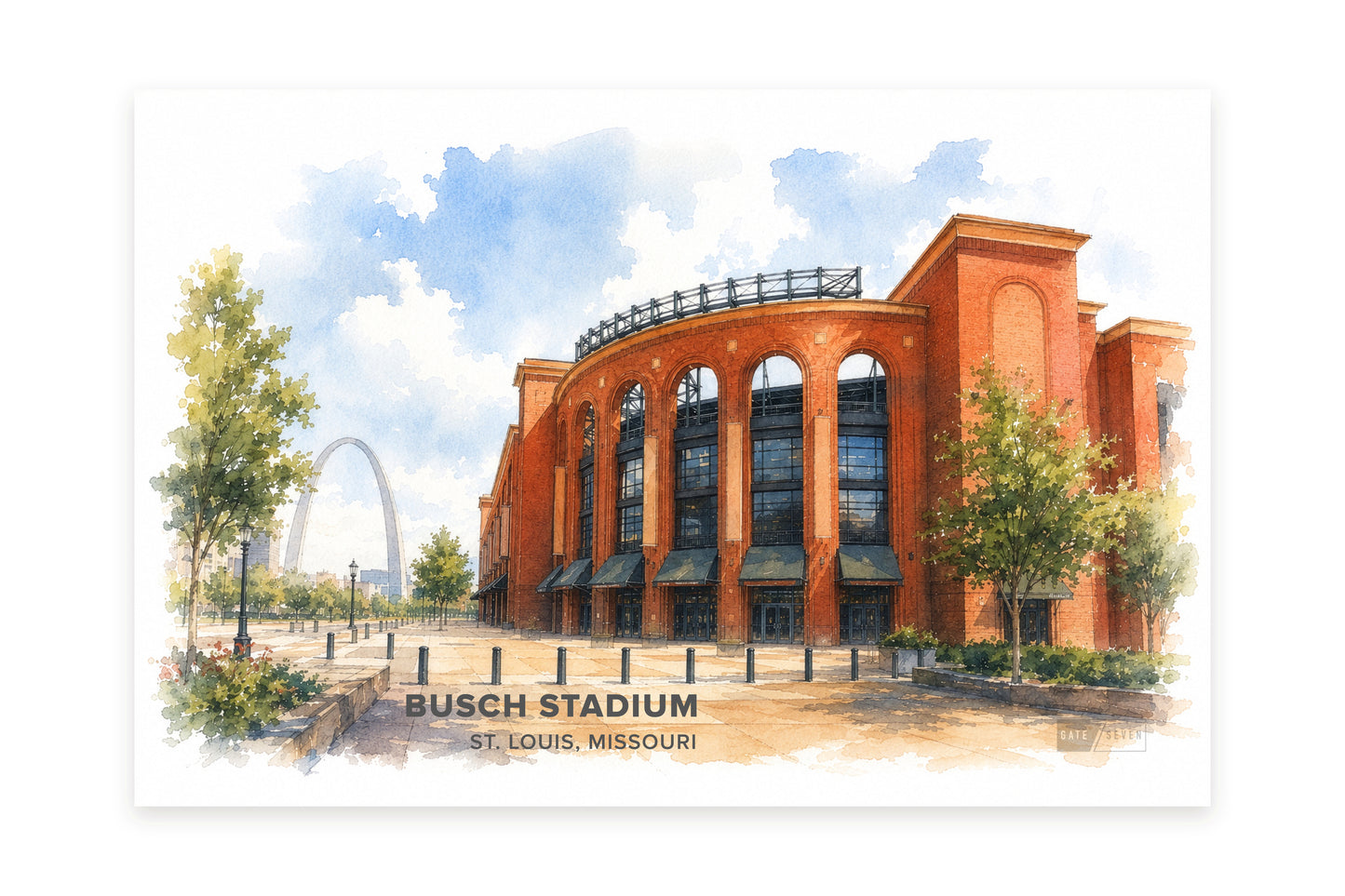Busch Stadium Wall Art - St. Louis Baseball Watercolor Digital Download
