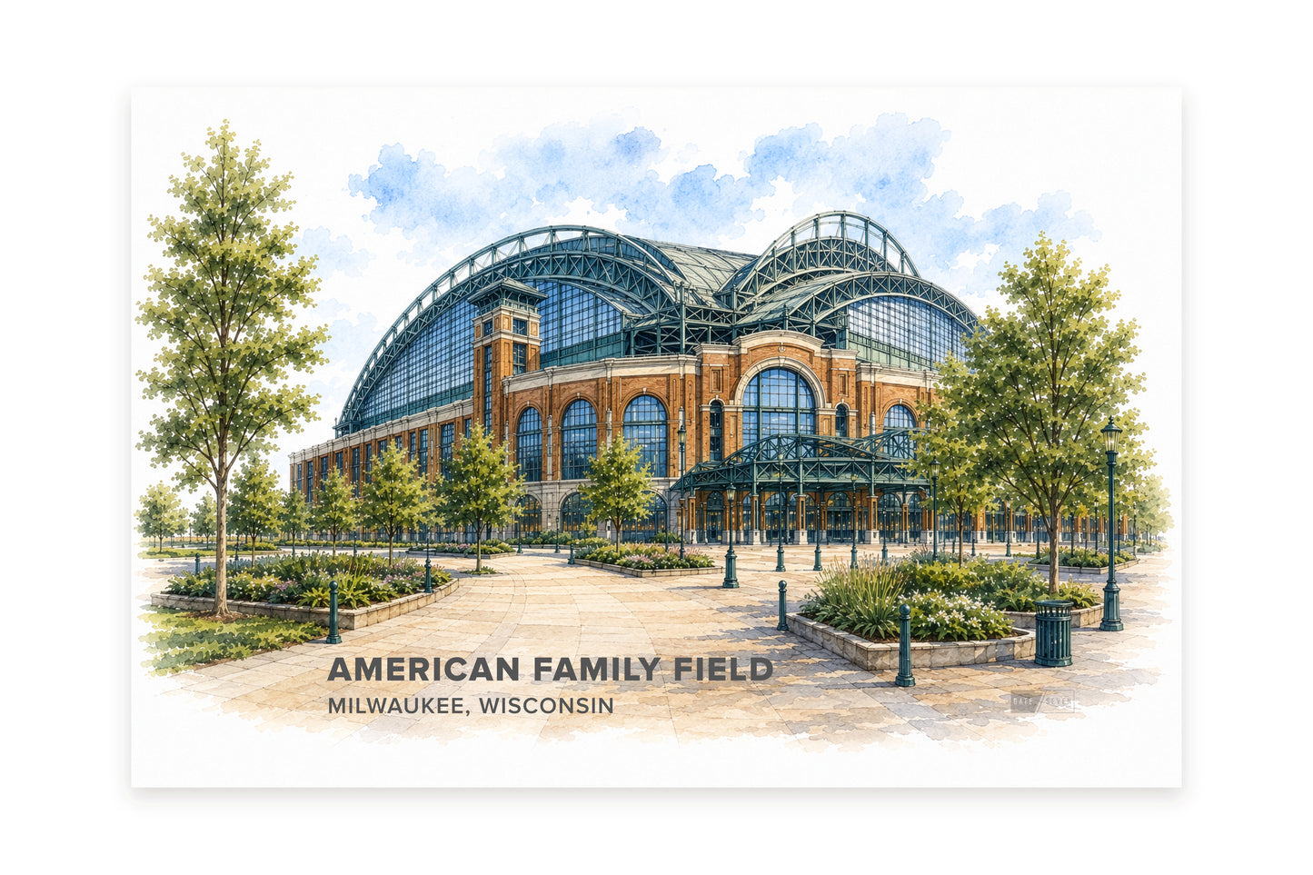 American Family Field Wall Art - Milwaukee Baseball Watercolor Digital Download
