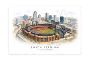 Busch Stadium Wall Art - St. Louis Baseball Watercolor Digital Download