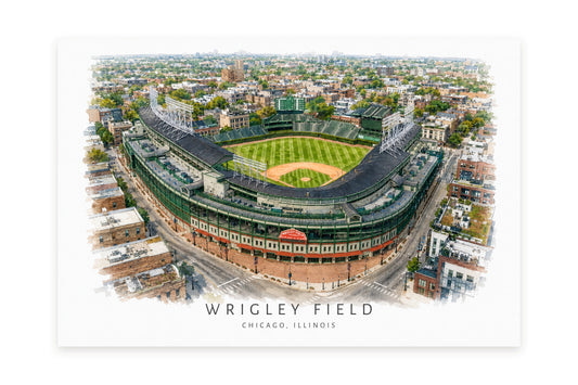 Wrigley Field Wall Art - Chicago Baseball Watercolor Digital Download