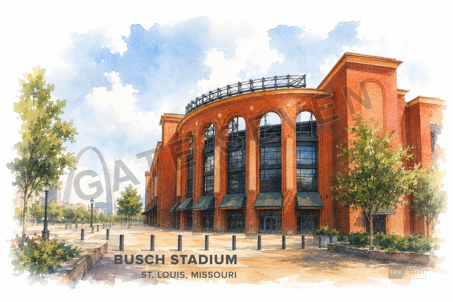 Busch Stadium Wall Art - St. Louis Baseball Watercolor Digital Download