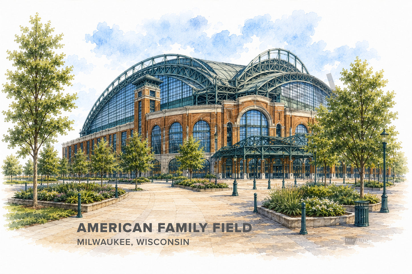 American Family Field Wall Art - Milwaukee Baseball Watercolor Digital Download