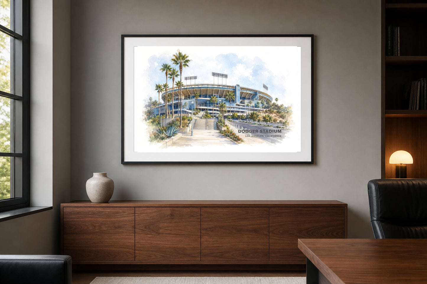 Dodger Stadium Wall Art - Los Angeles, California Watercolor Digital Download