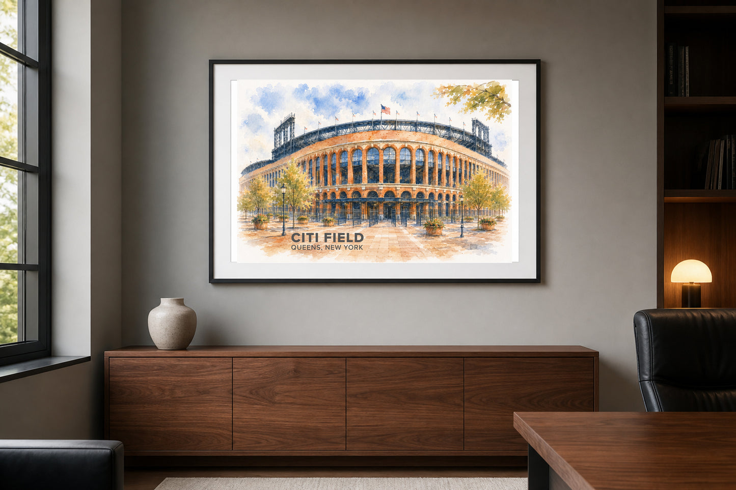Citi Field Wall Art - New York City Baseball Watercolor Digital Download