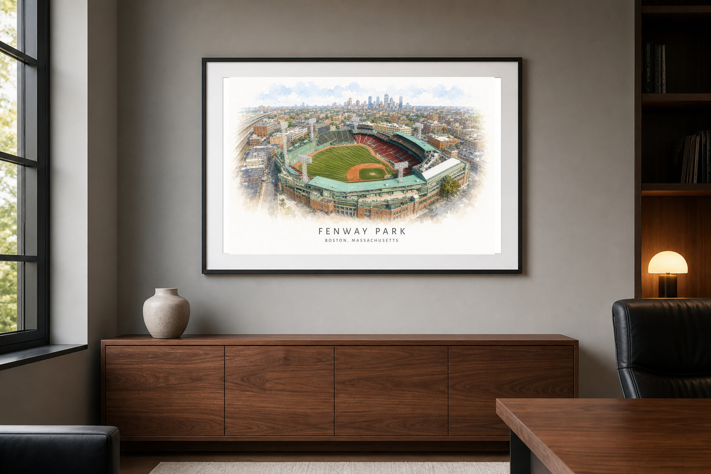 Fenway Park Wall Art - Boston Baseball Watercolor Digital Download