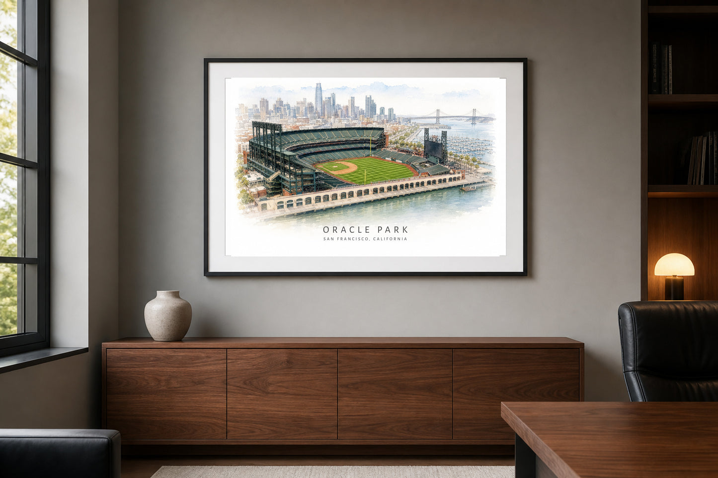 Oracle Park Wall Art - San Francisco Baseball Watercolor Digital Download