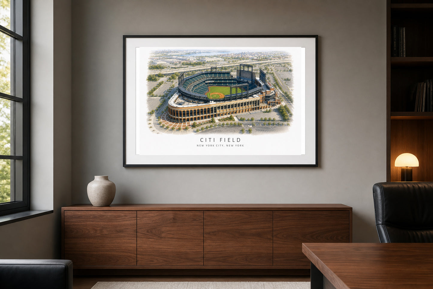 Citi Field Wall Art - New York City Baseball Watercolor Digital Download