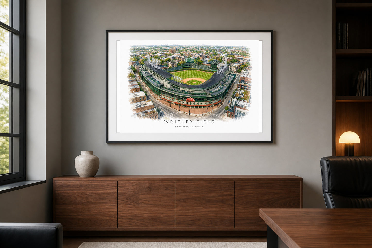 Wrigley Field Wall Art - Chicago Baseball Watercolor Digital Download