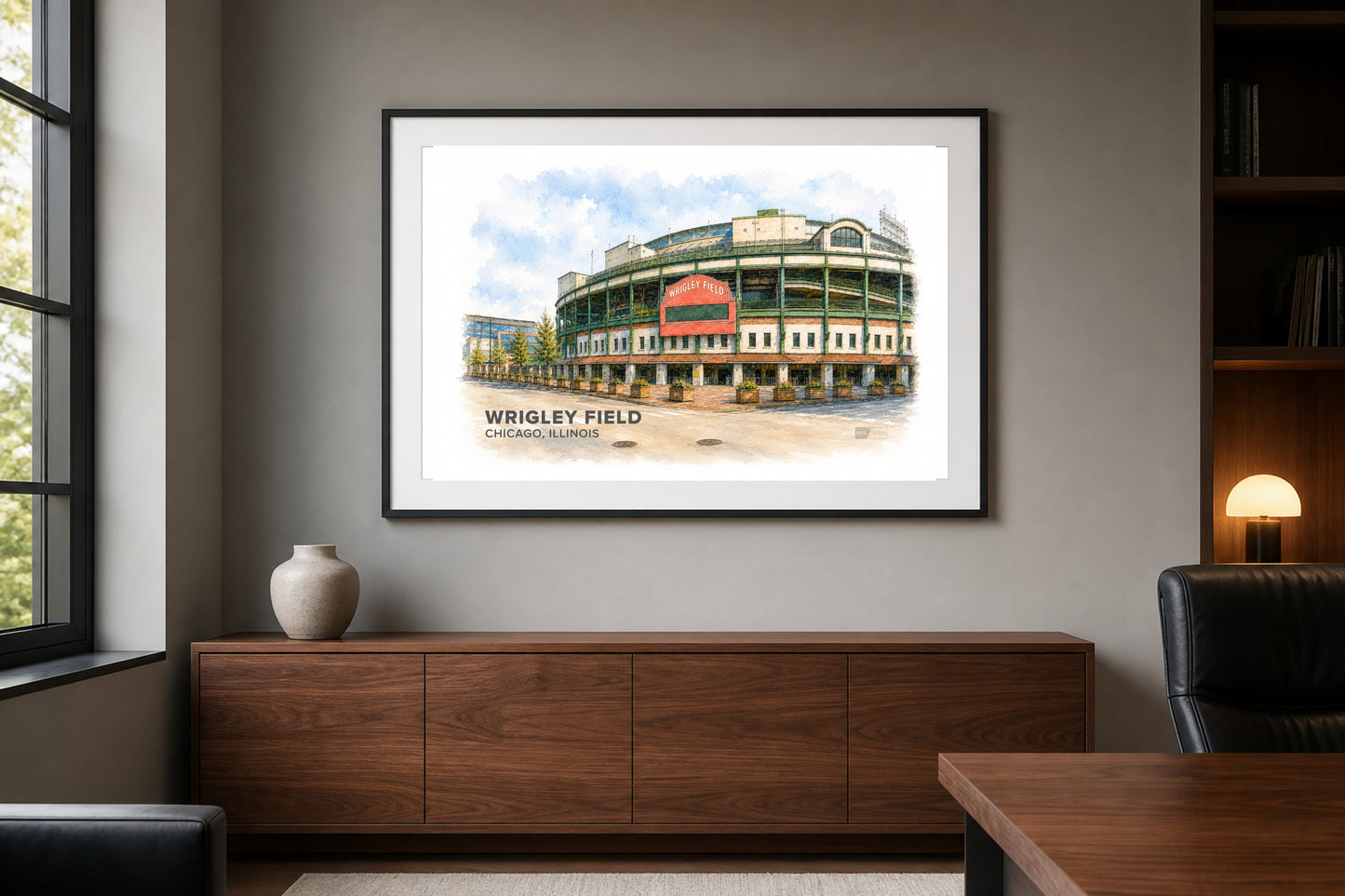 Wrigley Field Wall Art - Chicago Baseball Watercolor Digital Download