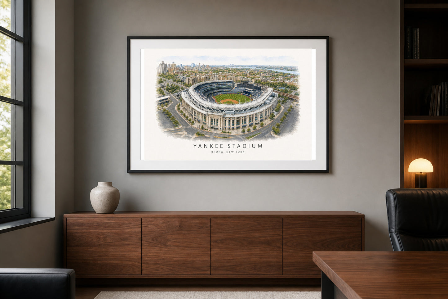 Yankee Stadium Wall Art - New York City Baseball Watercolor Digital Download