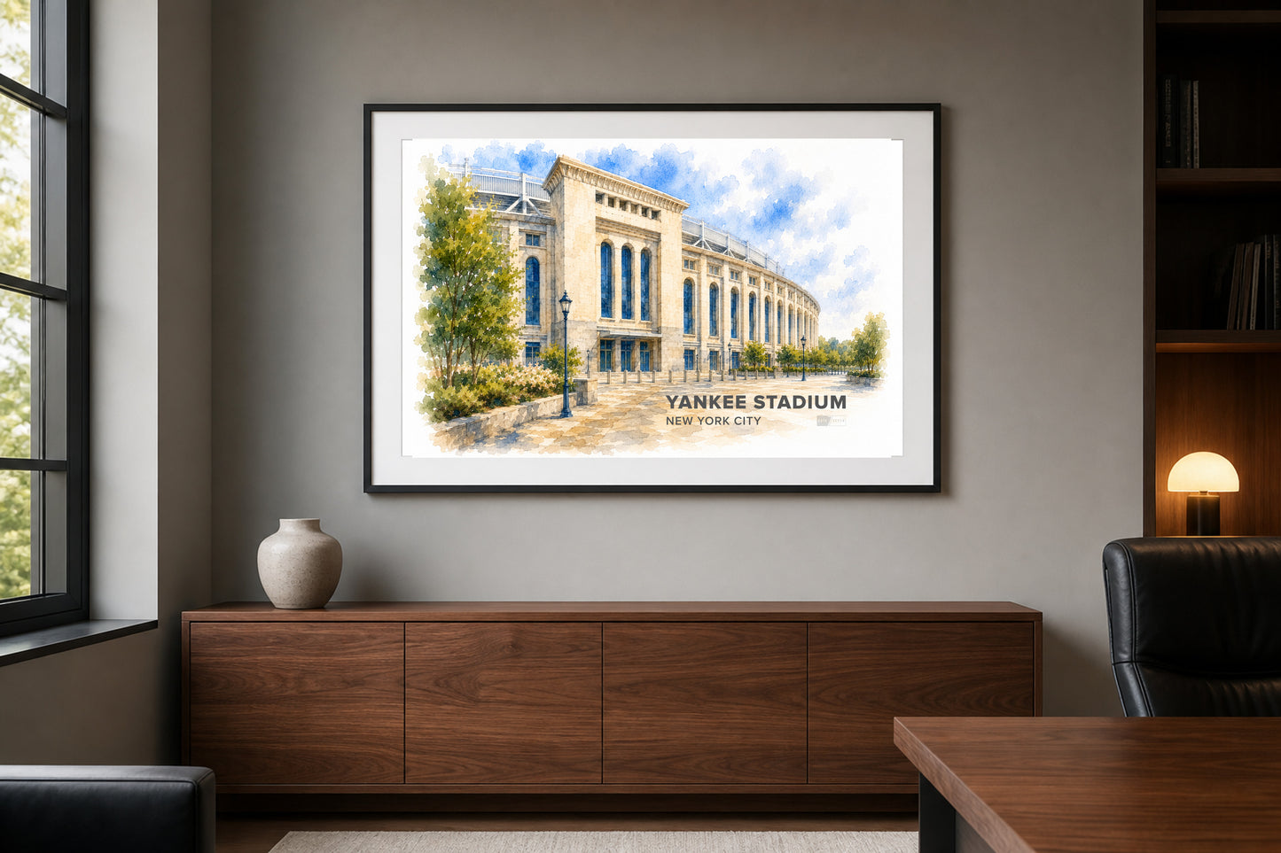 Yankee Stadium Wall Art - New York City Baseball Watercolor Digital Download