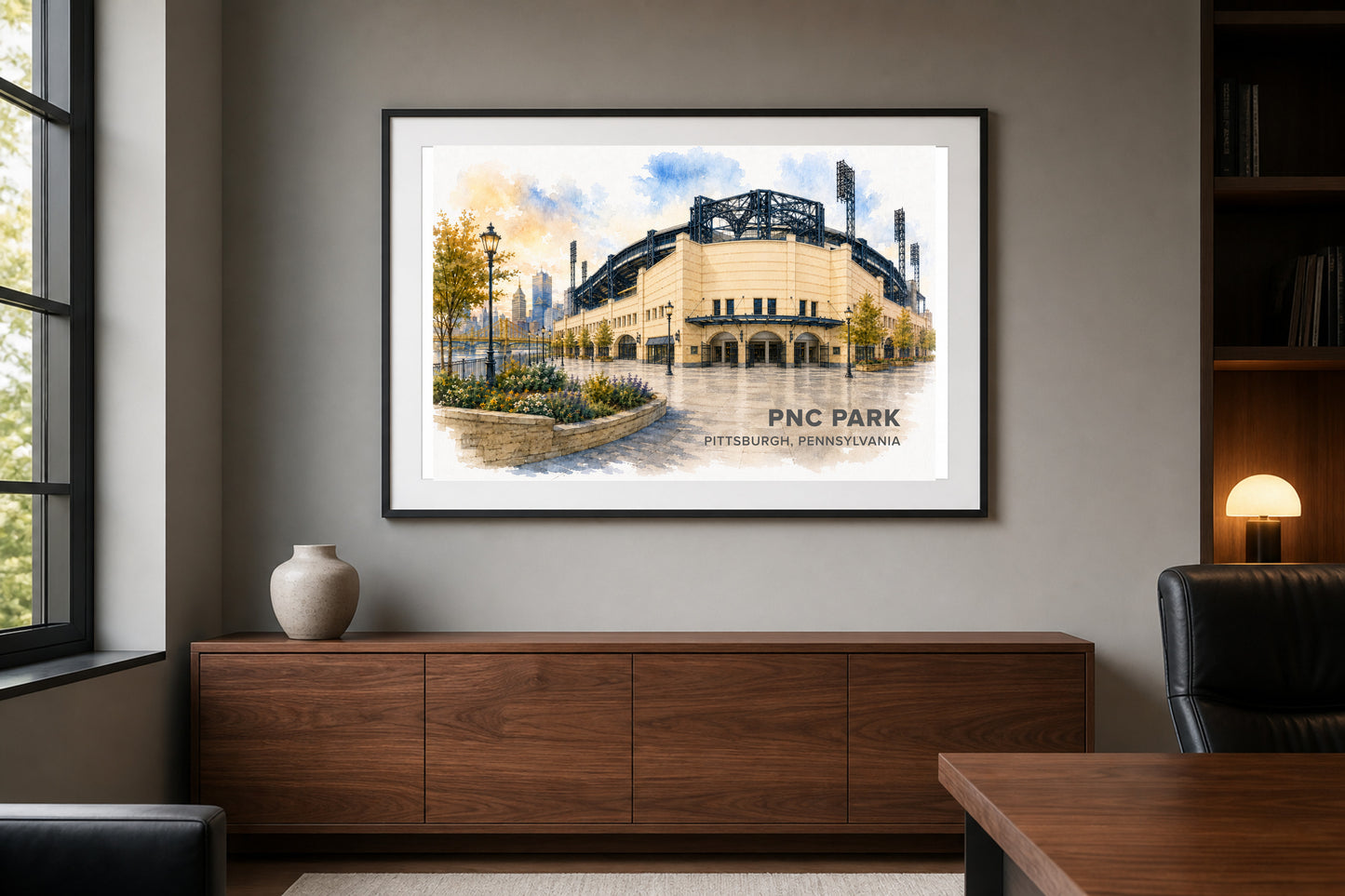 PNC Park Wall Art - Pittsburgh Baseball Watercolor Digital Download