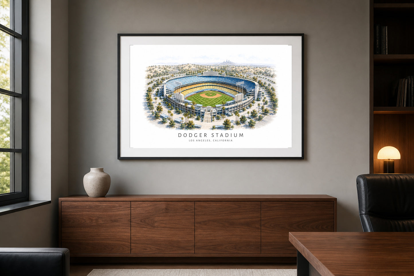 Dodger Stadium Wall Art - Los Angeles Watercolor Digital Download