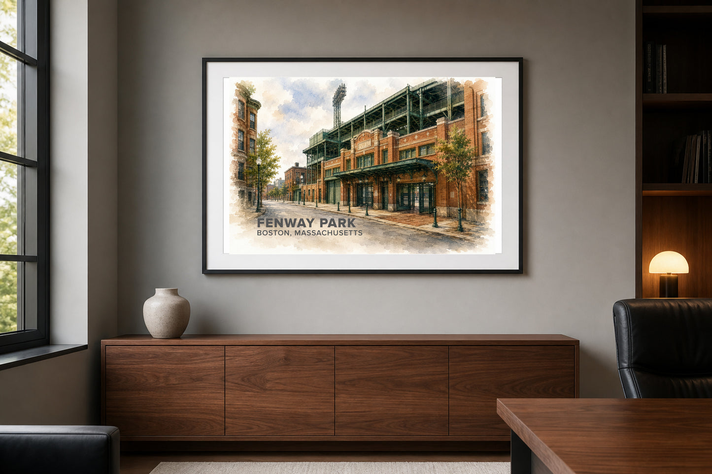 Fenway Park Wall Art - Boston Baseball Watercolor Digital Download