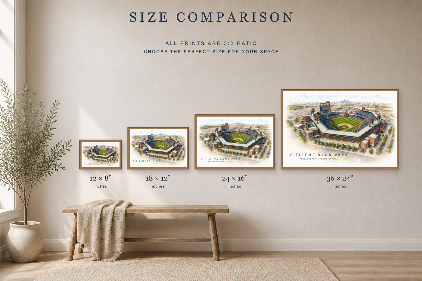 Citizens Bank Park Wall Art - Philadelphia Baseball Watercolor Digital Download