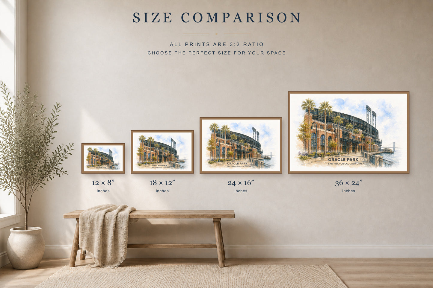 Oracle Park Wall Art - San Francisco Baseball Watercolor Digital Download