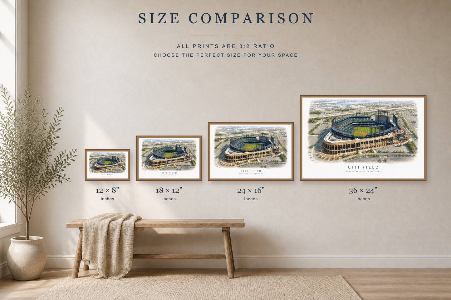 Citi Field Wall Art - New York City Baseball Watercolor Digital Download