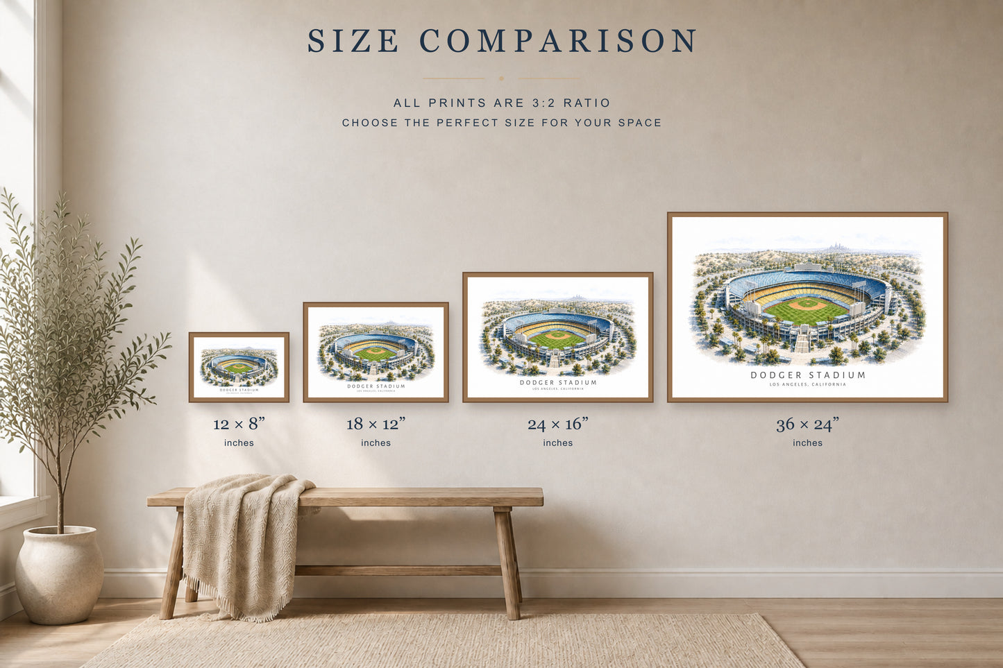 Dodger Stadium Wall Art - Los Angeles Watercolor Digital Download