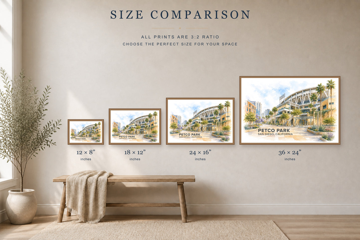 Petco Park Wall Art - San Diego Baseball Watercolor Digital Download