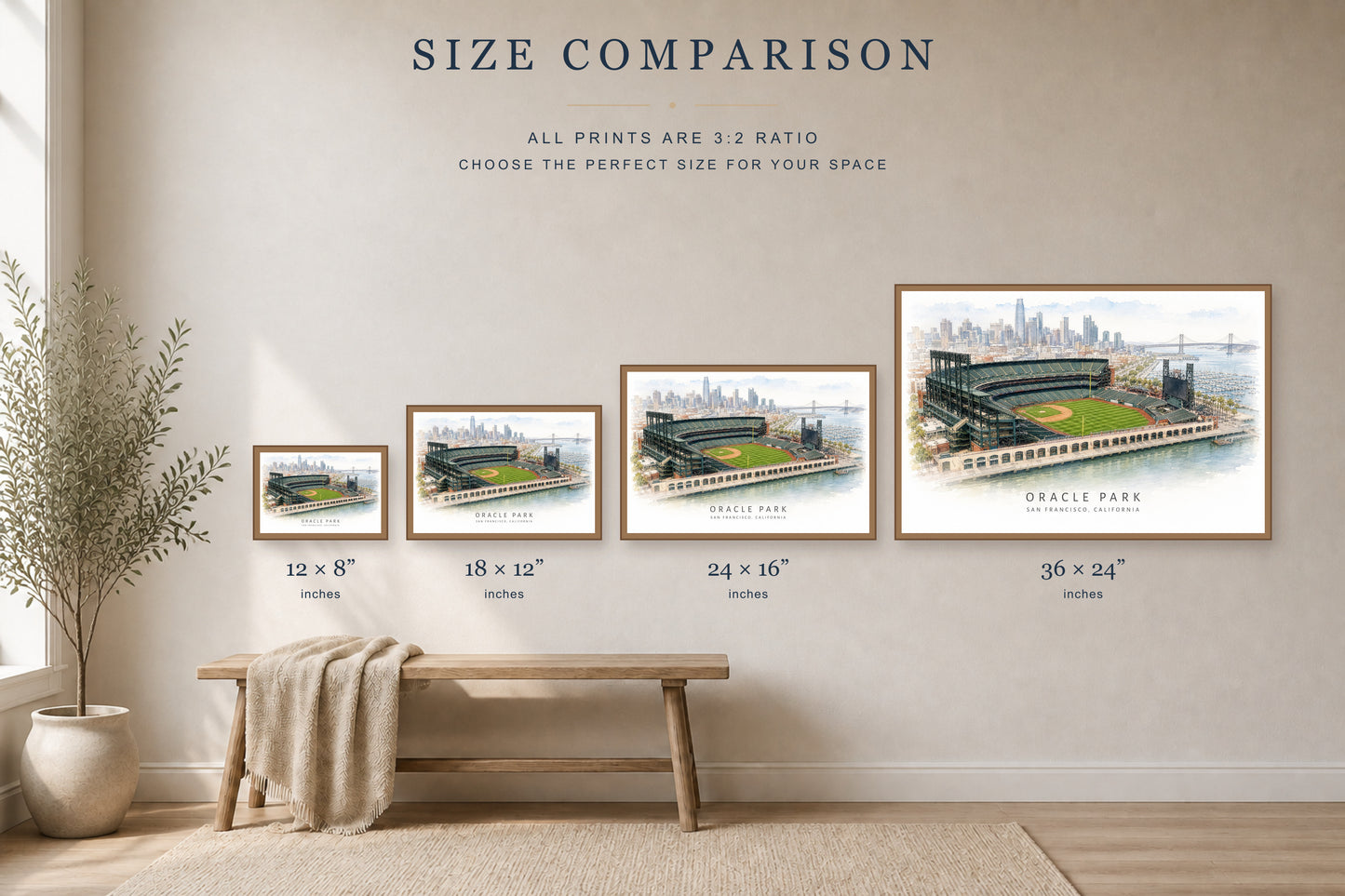 Oracle Park Wall Art - San Francisco Baseball Watercolor Digital Download