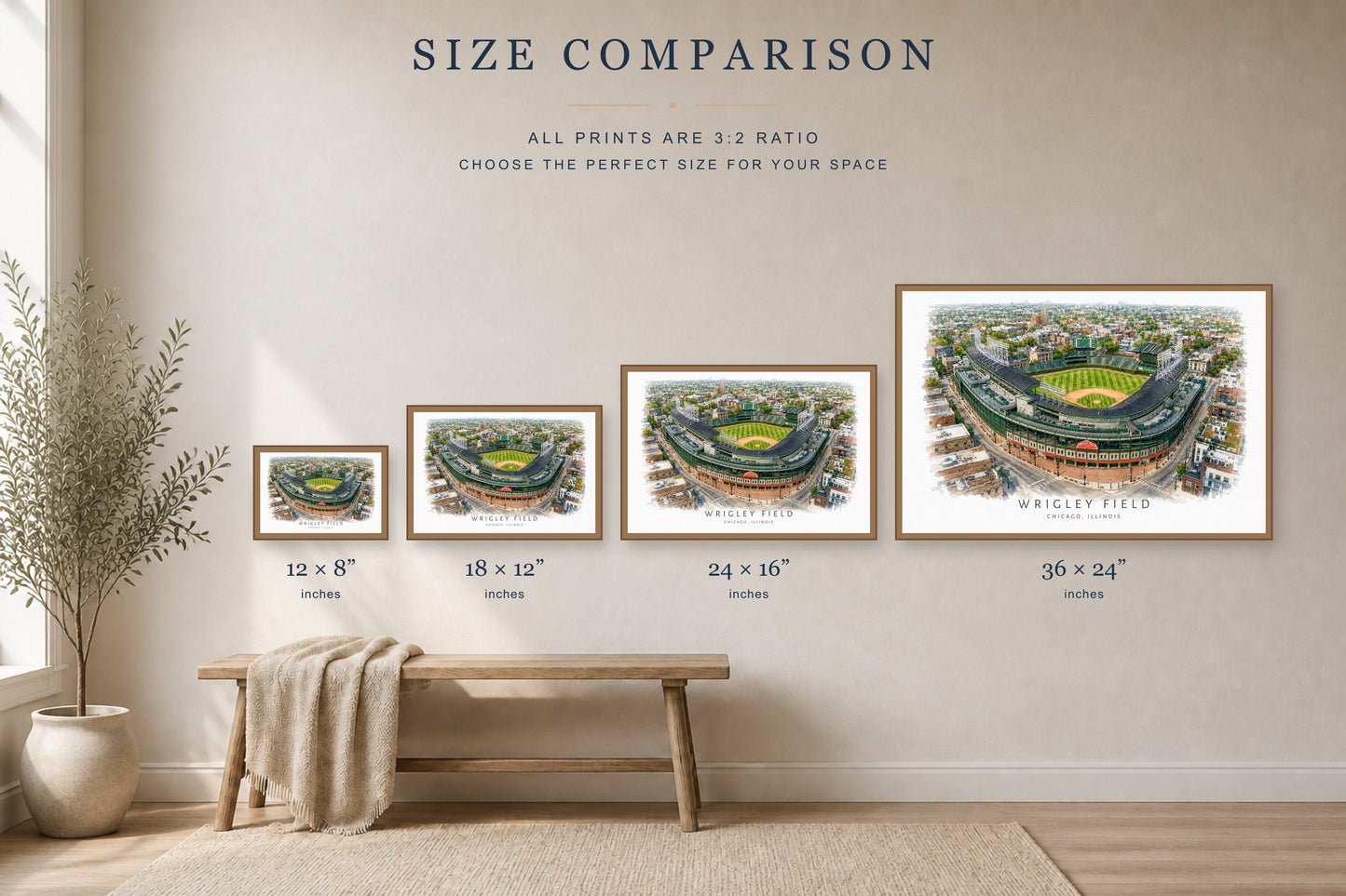 Wrigley Field Wall Art - Chicago Baseball Watercolor Digital Download